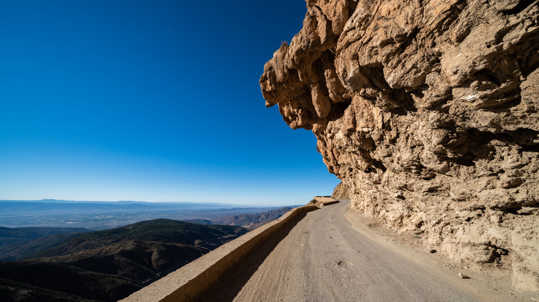 narrow road clinging to mountain