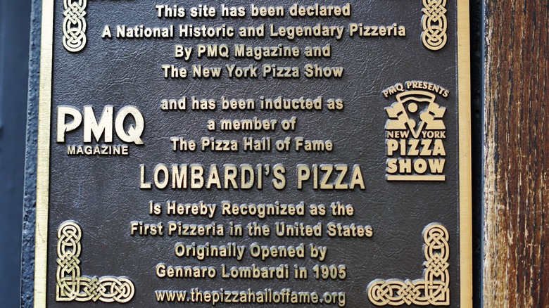 First US pizzeria plaque Lombardi's