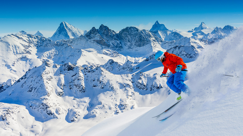 skier in swiss alps