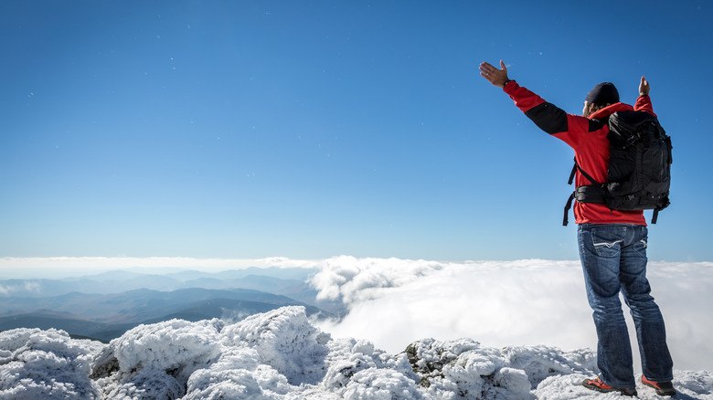 Person on summit, Mount Washington