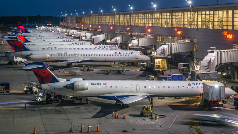 Delta Planes at Detroit Airport