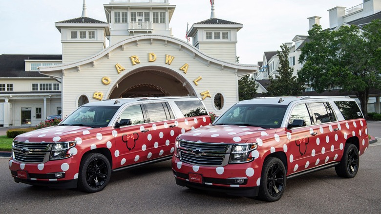 Minnie Vans outside Disney World hotel