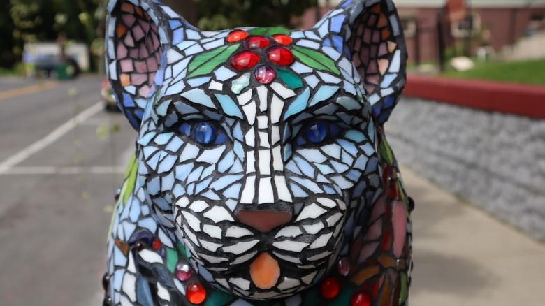 Catskill colorful mosaic fibreglass cat