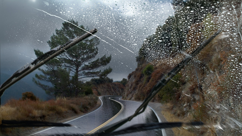 Dangerous road in the rain