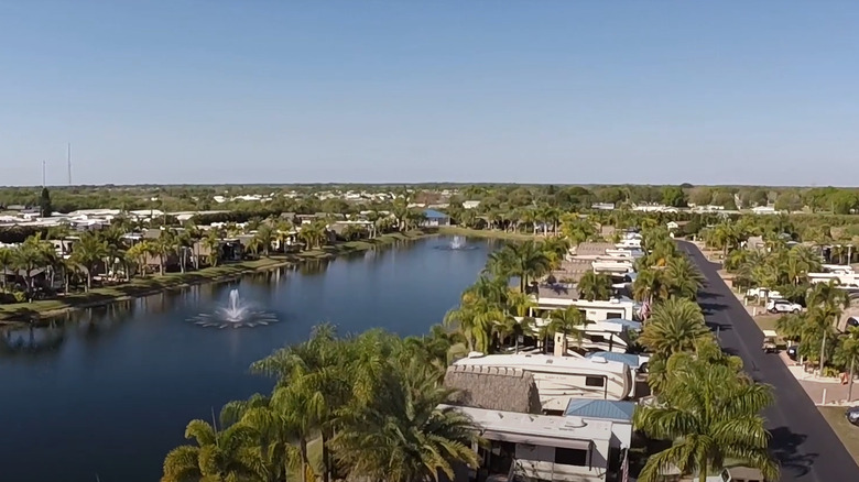 Aerial view over Silver Palms RV Resort