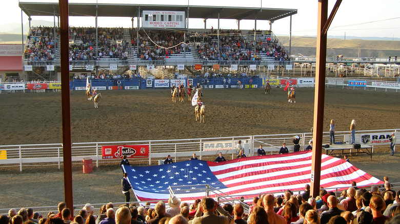 Cody Stampede Rodeo arena American flag