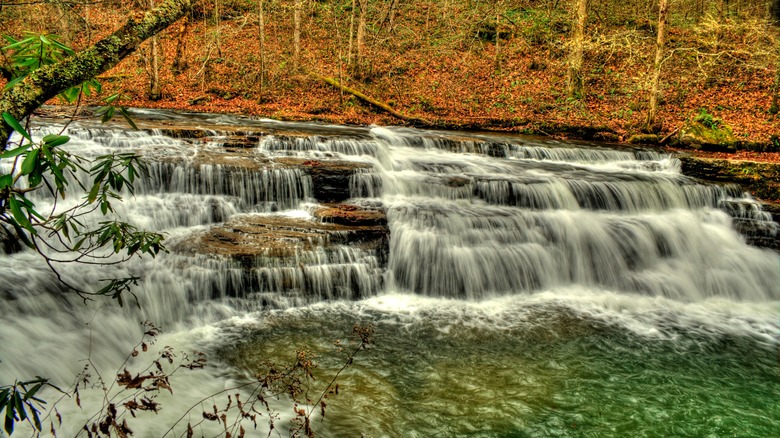 Rolling waterfall inside Camp Creek State Park and Forest