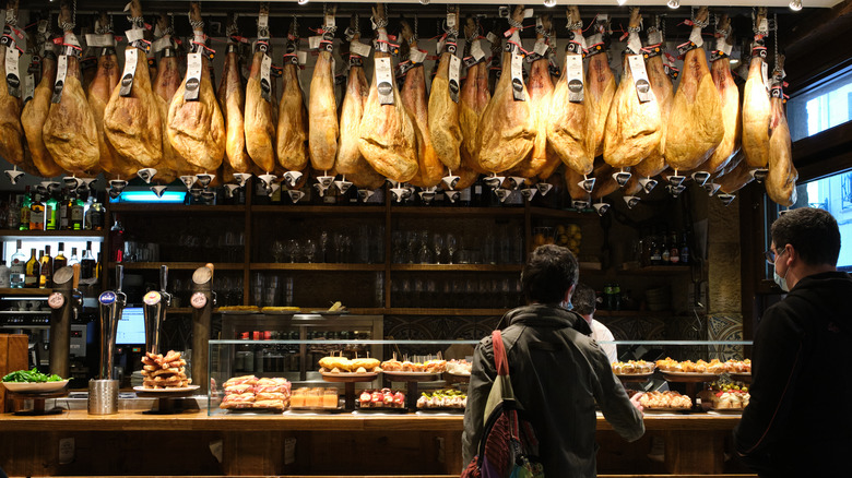 Spanish jamon hanging