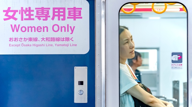 Woman aboard a women-only train