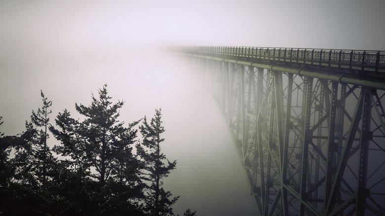 Deception Pass Bridge in fog