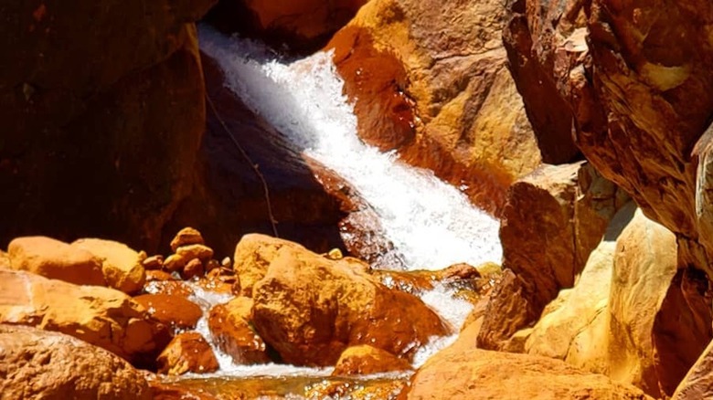 Water sliding down rocks