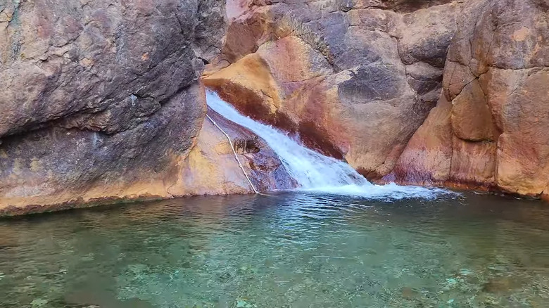 water falling down rocks 