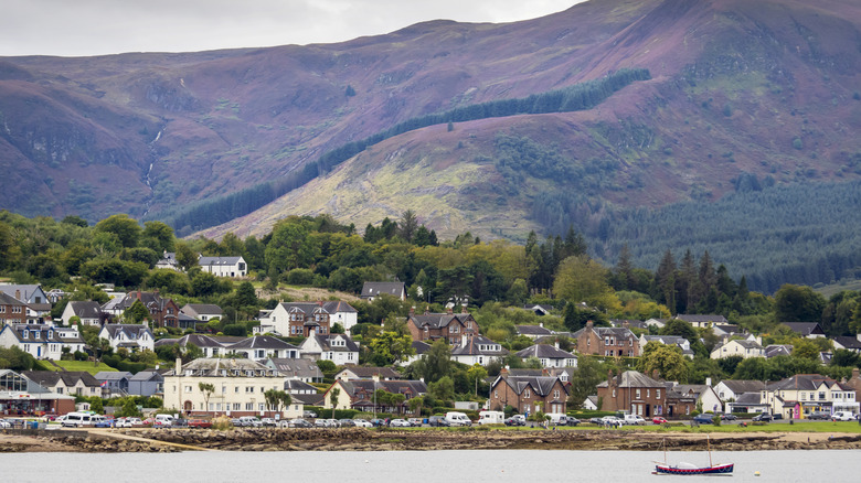 Landscape view of Brodick, Scotland, from the water