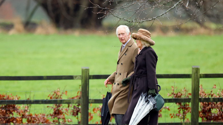 King Charles Queen Camilla strolling