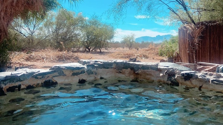 rock tub with mountain view