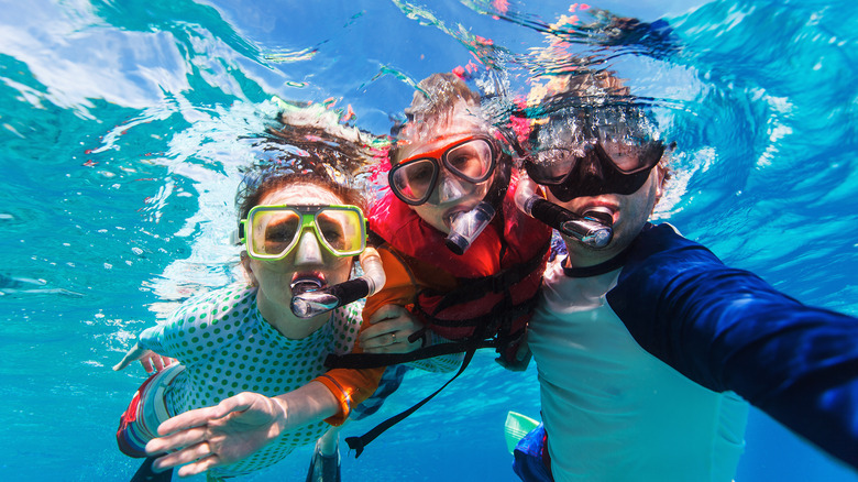 family snorkeling