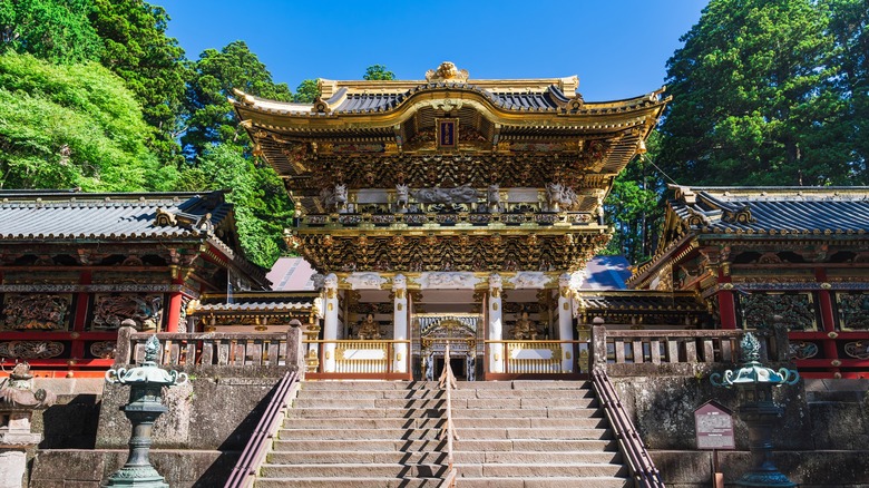 Intricate gold-leaf gate Toshogu Shrine Nikko