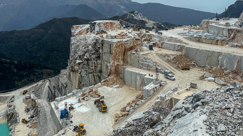 Vast white quarries in Carrara