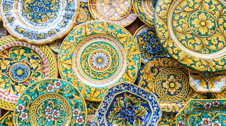 colorful pottery in Erice