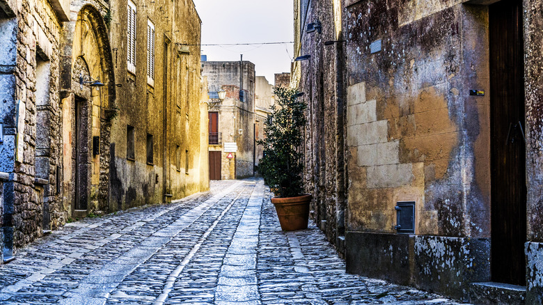 Cobblestone streets in Erice