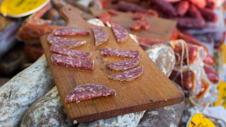 Norcia salami in Umbria, Italy