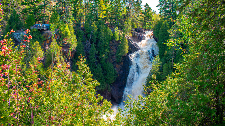 Big Manitou Falls peeking through trees