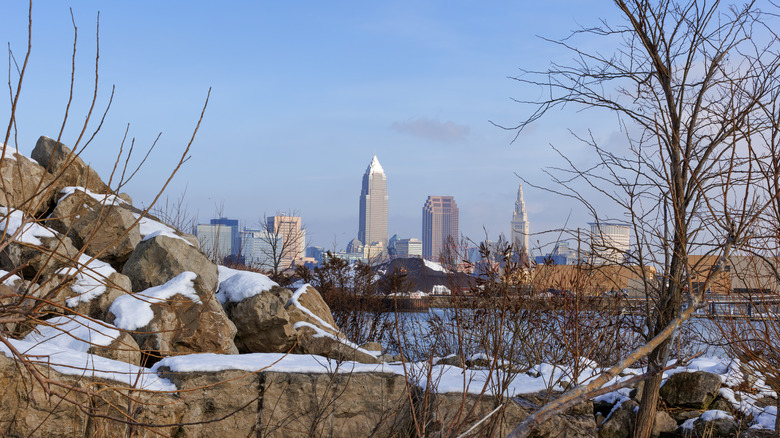 Cleveland skyscrapers in winter