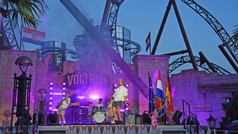 Musicians perform an outdoor concert at Europa-Park, Germany