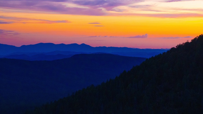 colorful sunset in mountains