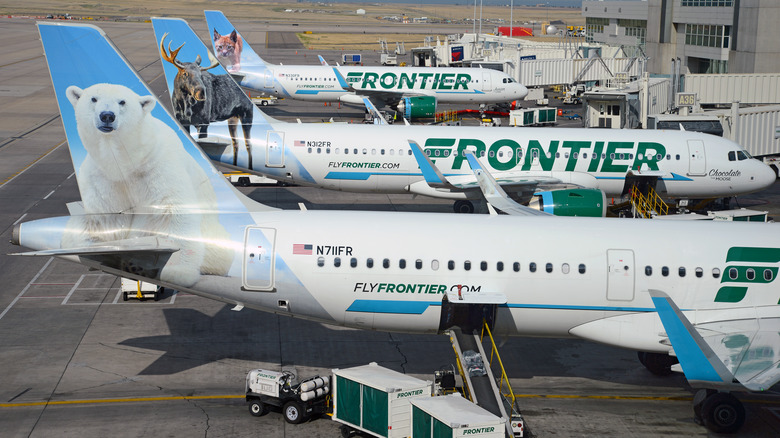 Frontier planes at airport