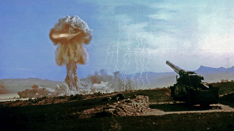 A mushroom cloud from a nuclear artillery test