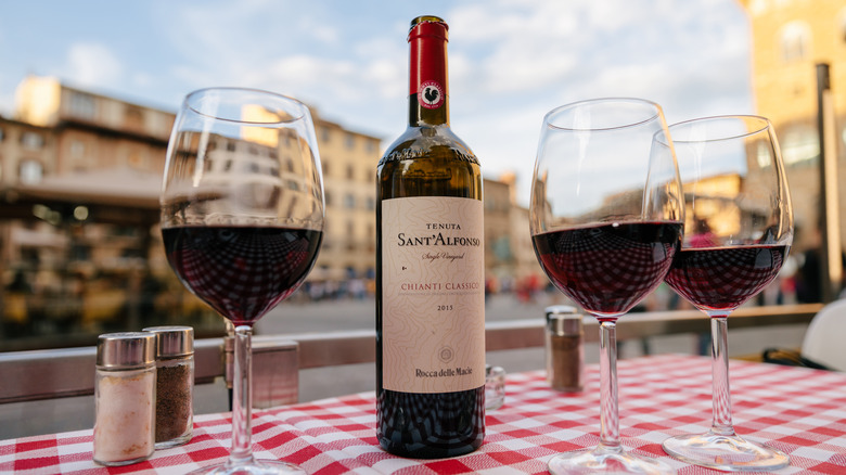 Chianti Classico wine in town square