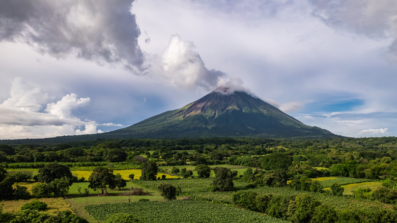 Volcano in Nicaragua surrounded by lush greenery