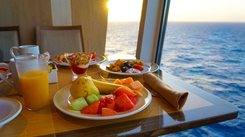 plate of fruit on a cruise