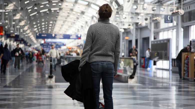 Person waiting at O'Hare