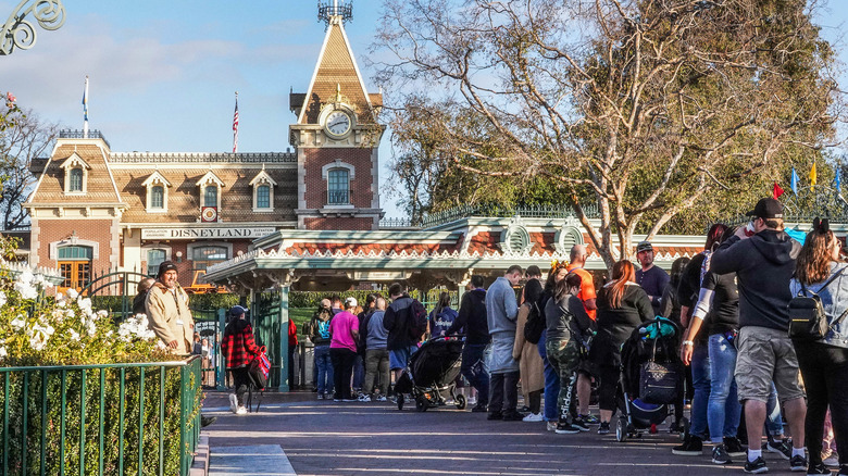 People in line at Disneyland entrance