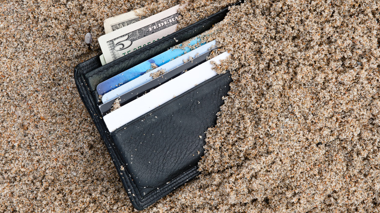 Wallet in the sand