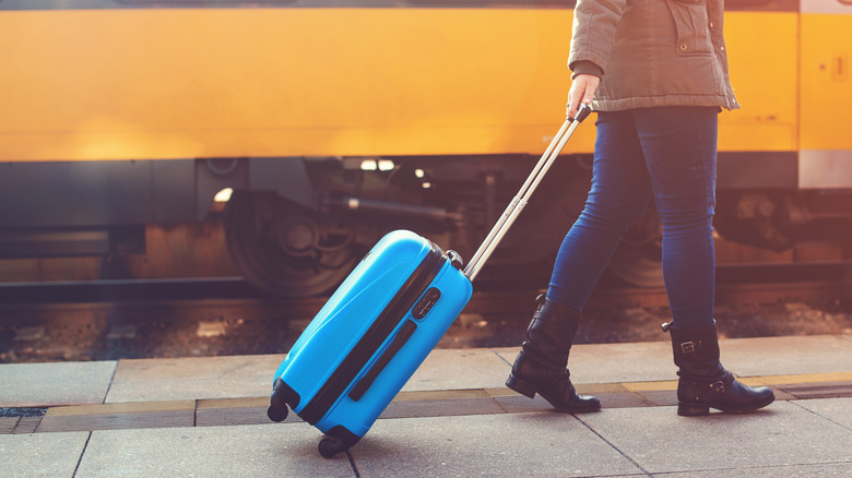 person pulling luggage