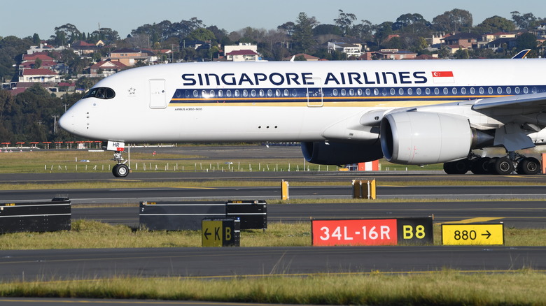 Singapore Airlines plane on runway