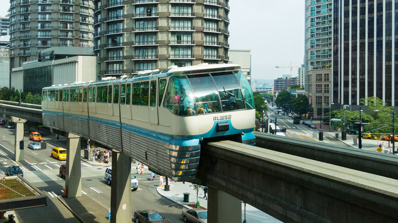 Seattle Center Monorail in motion