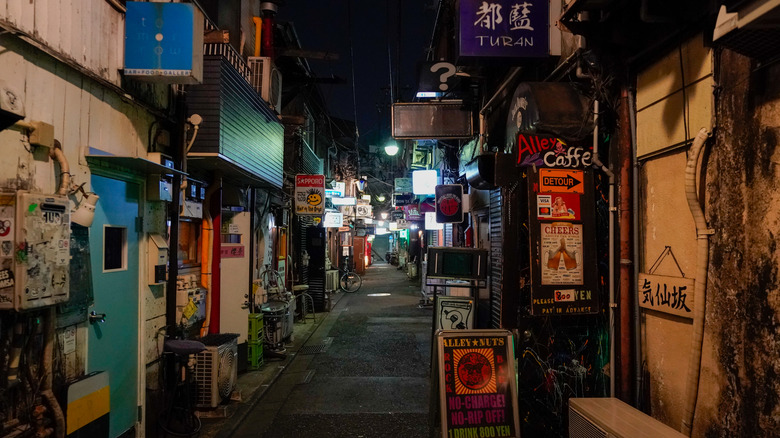 a street in the Golden Gai neighborhood