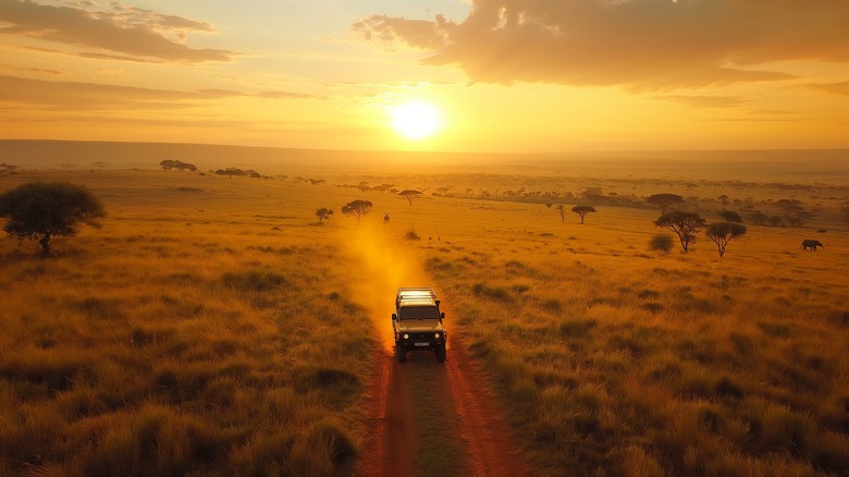 safari vehicle on dirt road