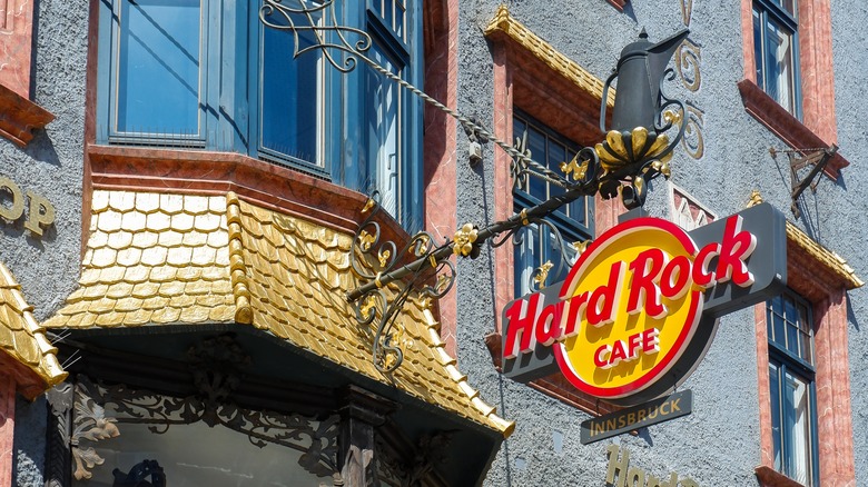 Hard Rock Cafe sign on old building