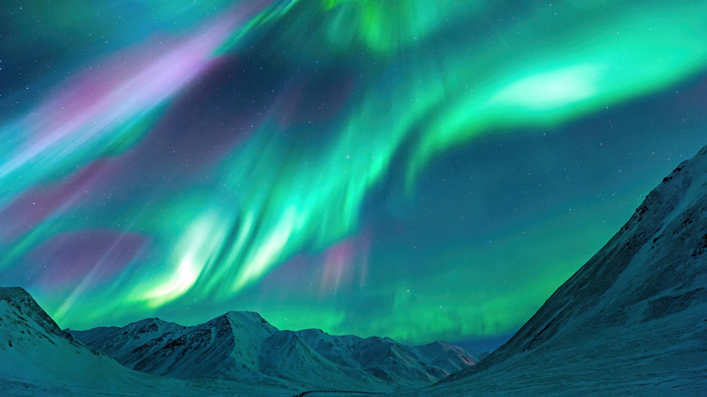 northern lights above Alaska landscape