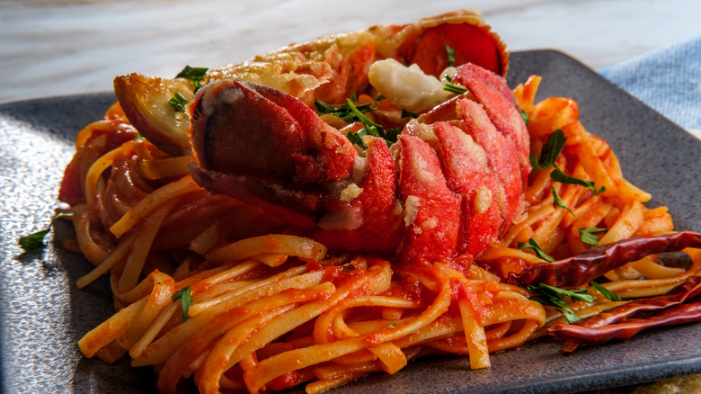 Lobster fra diavolo on a plate