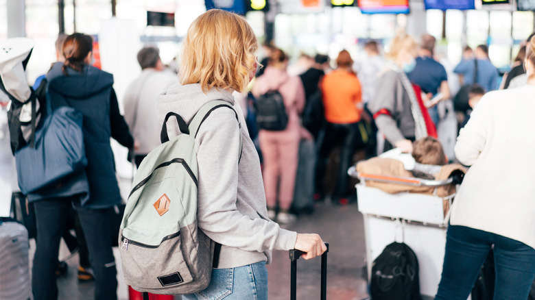 Customs line at the airport