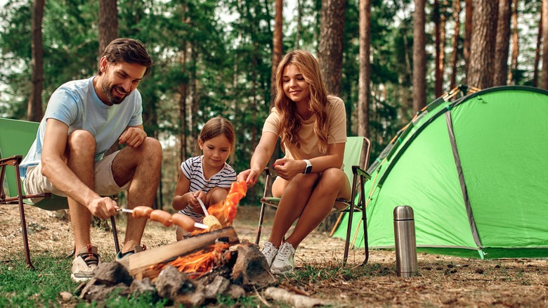 Happy Family at a Campsite