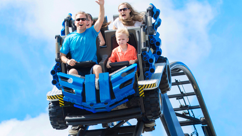 Family Riding a Roller Coaster