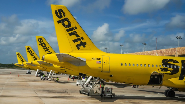 Spirit Airlines planes at airport