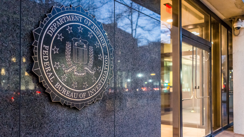 Plaque near entrance of FBI headquarters in Washington DC